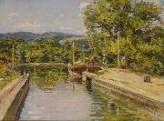 Theodore Robinson Canal Scene France oil painting artist